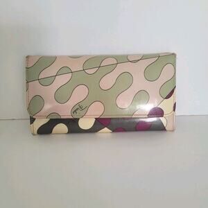 Emilio Pucci Geometric Leather Wallet Abstract Designer Italian Multicolor Large